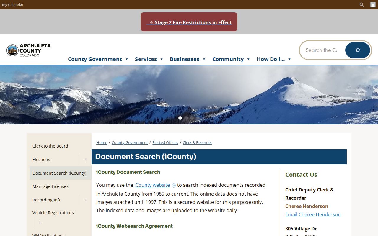 Archuleta iCounty recorded document search information