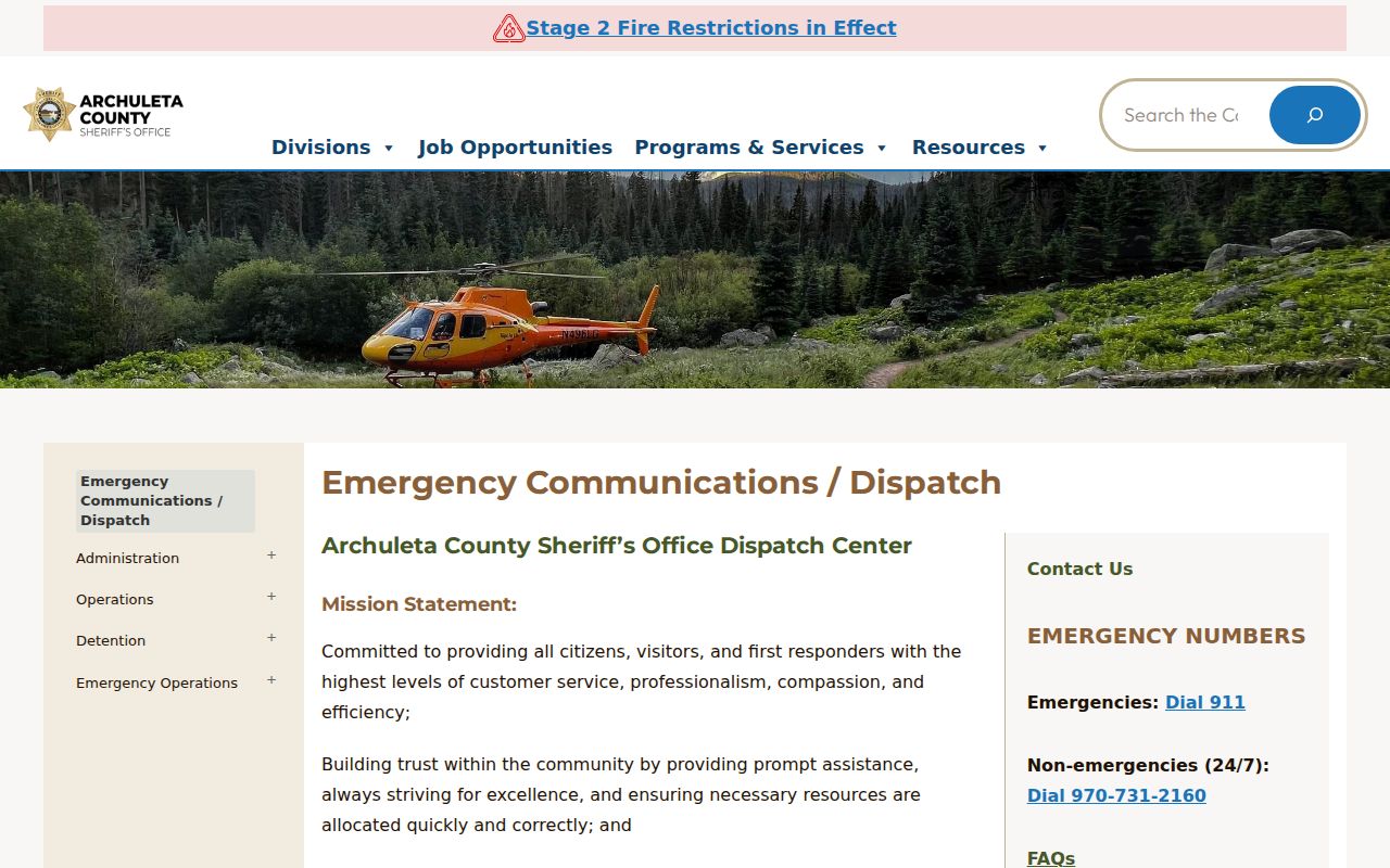 Archuleta County arrest records sheriff dispatch source