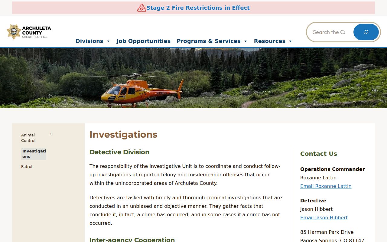 Archuleta County arrest records sheriff investigations source