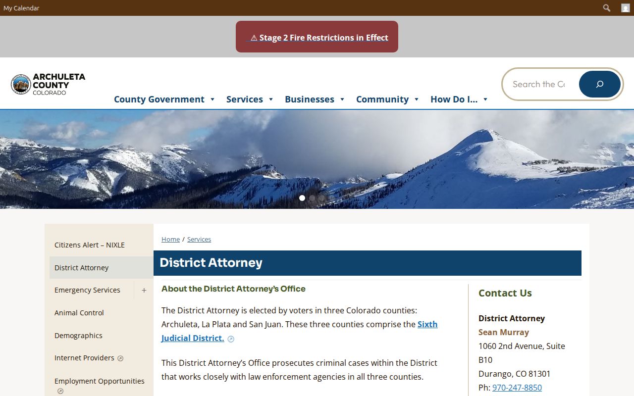Archuleta County court charges after arrest district attorney source
