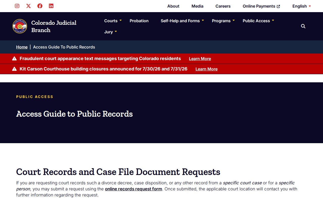 Archuleta County court records public access guide