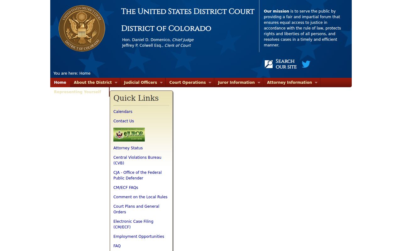 U.S. District Court for the District of Colorado homepage