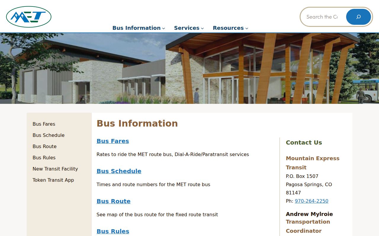 Archuleta County court records Mountain Express Transit bus information