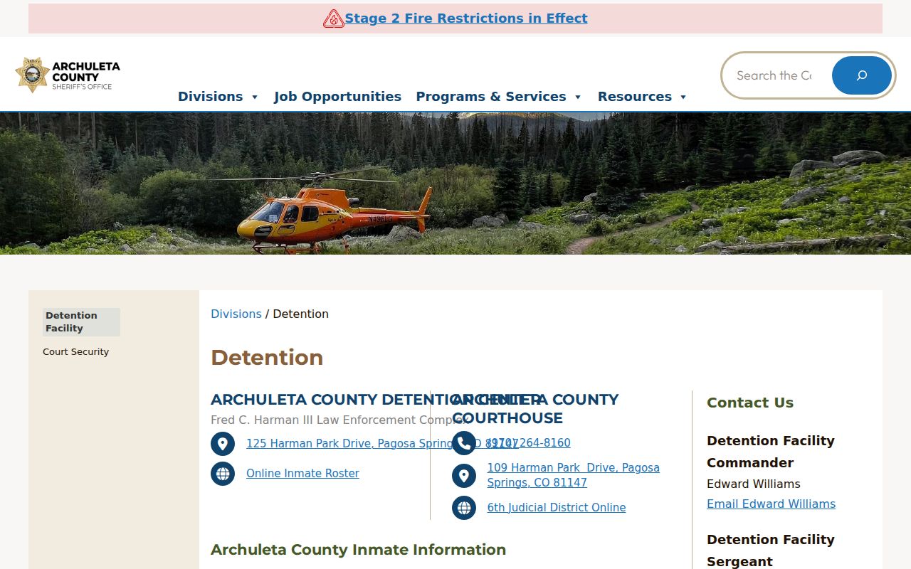 Archuleta County inmate records detention facility source