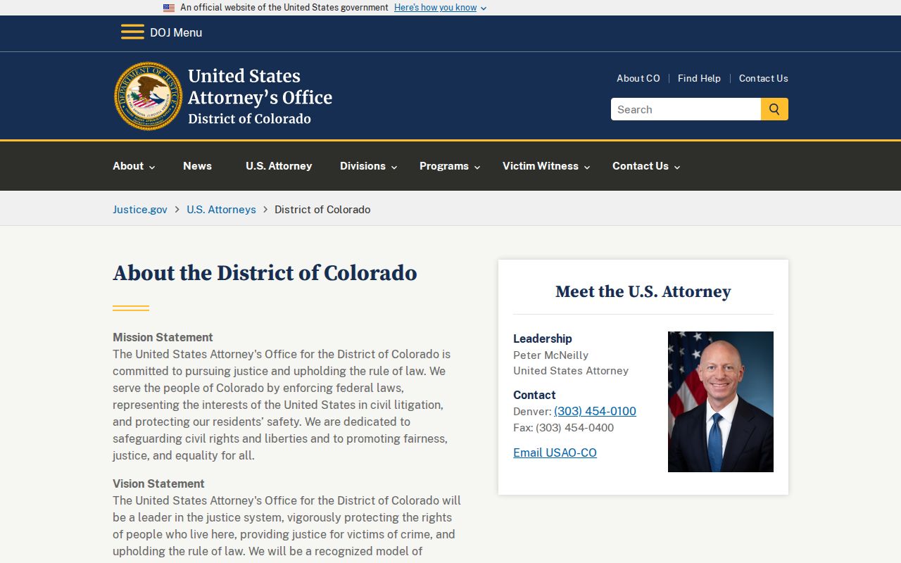 Archuleta County warrant records and District of Colorado federal prosecution source